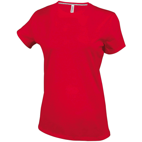 Dames t-shirt ronde hals korte mouwen Red M