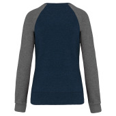 Tweekleurige damessweater French Terry BIO ronde hals raglanmouwen French Navy Heather / Grey Heather XS