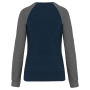 Tweekleurige damessweater French Terry BIO ronde hals raglanmouwen French Navy Heather / Grey Heather XS