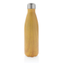 Vacuüm roestvrijstalen fles met houtdessin, geel