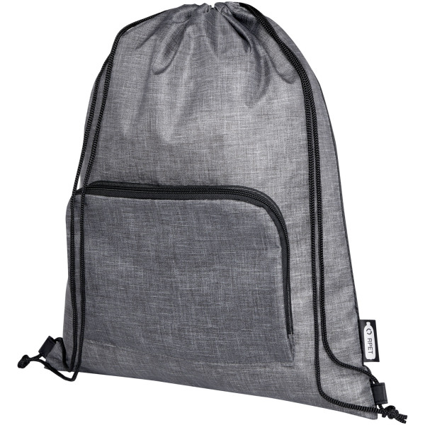 Ash recycled foldable drawstring bag 7L - Heather grey/Solid black
