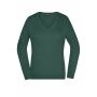 Ladies' V-Neck Pullover - forest-green - XL