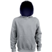 Kinder hooded sweater met gecontrasteerde capuchon Oxford Grey / Navy 8/10 ans