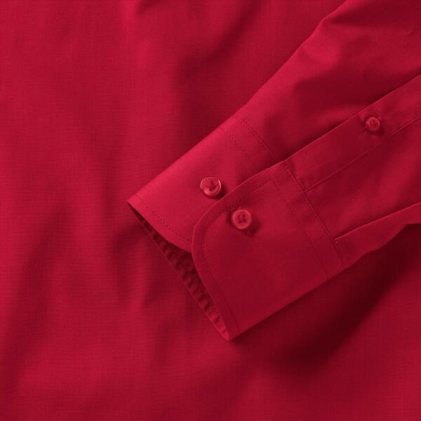 RUS Men LSL Tailored Polycot. Poplin Shirt, Classic Red, M