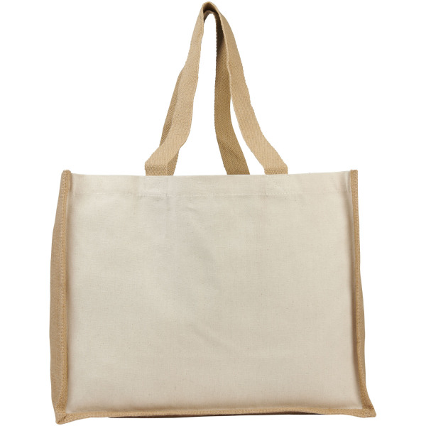 Varai 320 g/m² canvas and jute shopping tote bag 23L - Natural/Natural