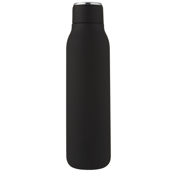 Marka 600 ml copper vacuum insulated bottle with metal loop - Solid black