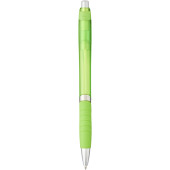 Turbo doorschijnende balpen met rubberen grip - Lime