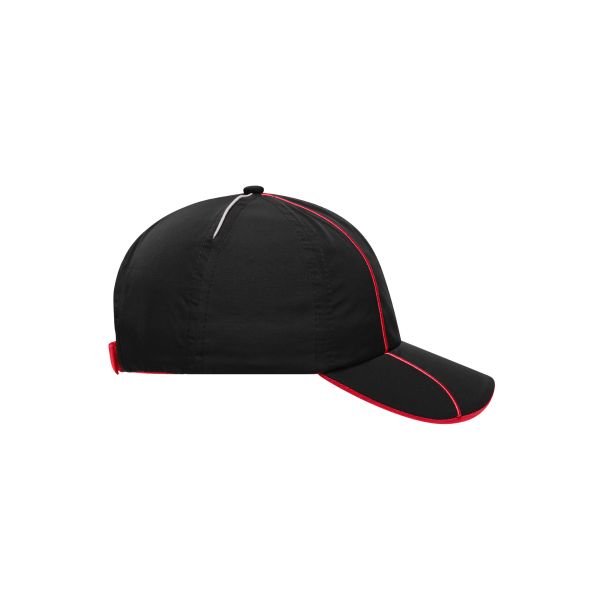 MB6202 6 Panel Polyester Cap zwart/rood one size