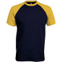 Baseball - Tweekleurig t-shirt Navy / Yellow XL