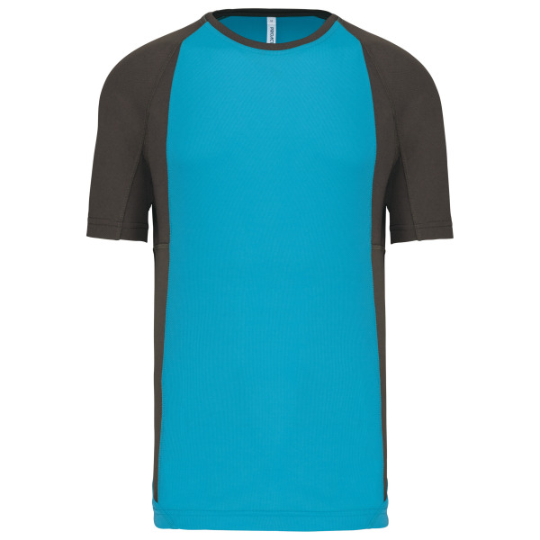 Tweekleurig sport-t-shirt unisex Light Turquoise / Dark Grey XS