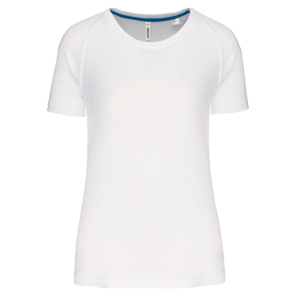 Gerecycled damessport-T-shirt met ronde hals White XS