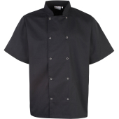 Studded Front Short Sleeve Chef's Jacket Black XXL