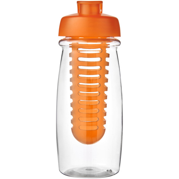 H2O Active® Pulse 600 ml flip lid sport bottle & infuser - Transparent/Orange