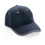 Impact AWARE™ 6 panel 280gr recycled katoen cap met bies, donkerblauw