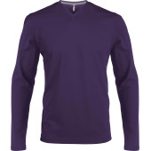 Men's long-sleeved V-neck T-shirt Purple 3XL
