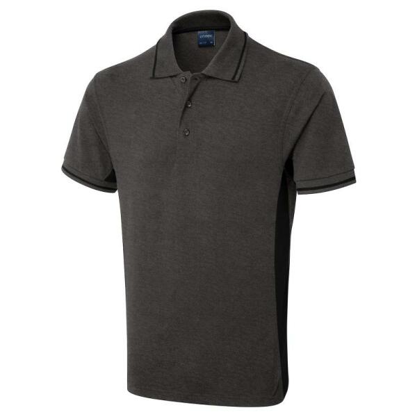 Two Tone Polo Shirt - M - Charcoal/Black