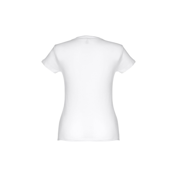 THC SOFIA WH. Katoenen dames-T-shirt met ceintuur. Witte kleur