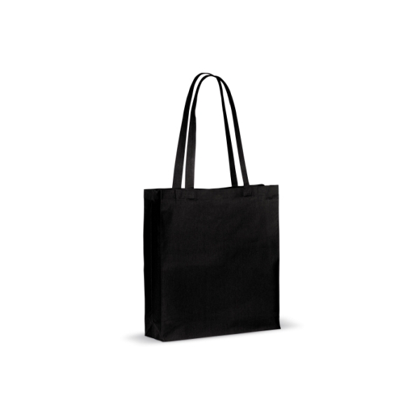Recycled cotton bag with gusset 140g/m² 38x10x42cm - Black