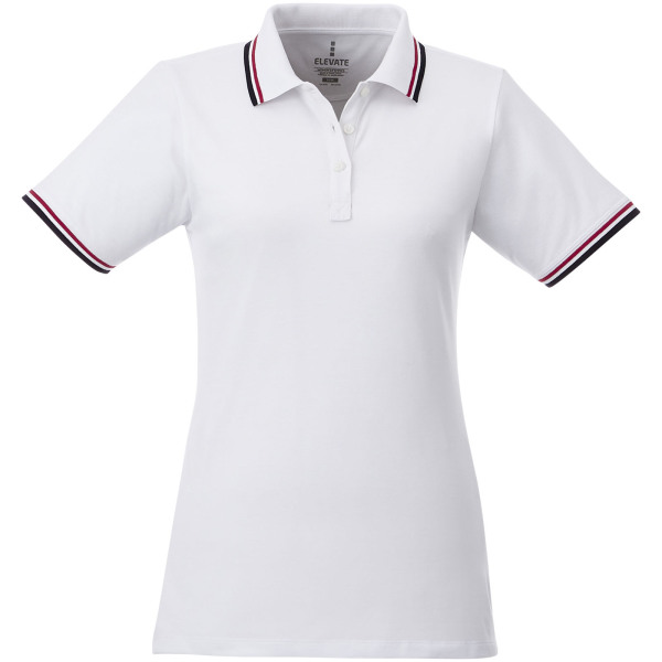 Fairfield short sleeve women's polo with tipping - White/Navy/Red - XXL