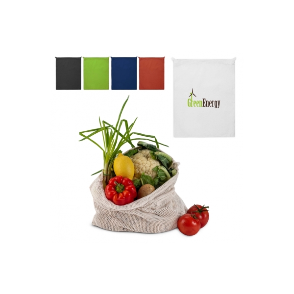 Herbruikbaar groente & fruit zakje OEKO-TEX® katoen 40x45cm - Wit