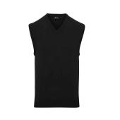 Sleeveless Cotton Acrylic V Neck Sweater, Black, 3XL, Premier