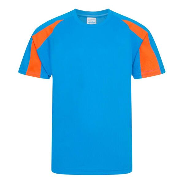 AWDis Kids Cool Contrast T-Shirt, Sapphire Blue/Electric Orange, 9-11, Just Cool