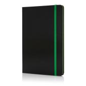 Luksus hardcover PU A5 notesbog med farvet kant, grøn