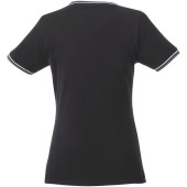 Elbert piqué dames t-shirt met korte mouwen - Zwart/Grijs gemeleerd/Wit - XS