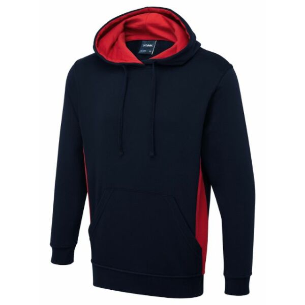 Two Tone Hooded Sweatshirt - XL - Navy/Red