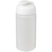 Baseline® Plus grip 500 ml sportfles met flipcapdeksel - Transparant/Wit