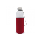 Waterfles glas met sleeve 500ml - Transparant Rood