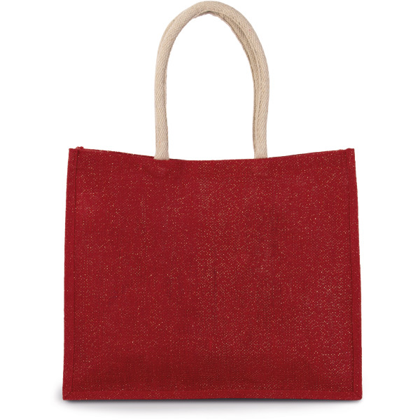 Jute Strandtas Cherry Red / Gold One Size