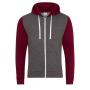 AWDis Retro Contrast Zoodie, Charcoal/Burgundy, L, Just Hoods