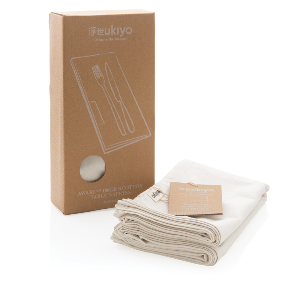 Ukiyo Aware™ 180gr 4-delige set recycled katoenen servetten, gebroken wit