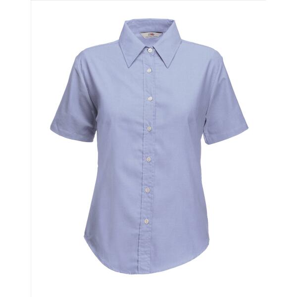 FOTL Lady-Fit Shortsleeve Oxford Shirt, Oxford Blue, XS