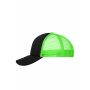 MB070 5 Panel Polyester Mesh Cap - black/neon-green - one size