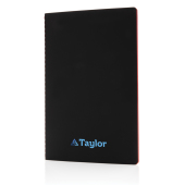 Softcover PU notitieboek met gekleurde accent rand, rood