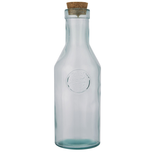 Fresqui recycled glass carafe with cork lid - Transparent clear