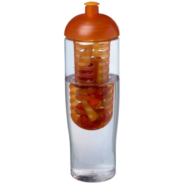 H2O Active® Tempo 700 ml bidon en infuser met koepeldeksel - Transparant/Oranje
