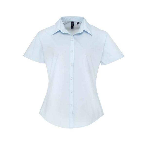 Ladies Supreme Short Sleeve Poplin Shirt, Light Blue, 22, Premier