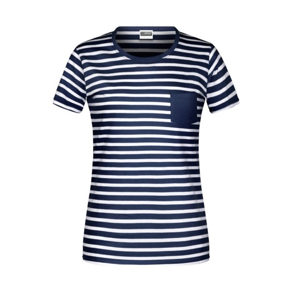 Ladies' T-Shirt Striped - navy/white - XL