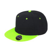Bronx Original Flat Peak Snap Back Dual Color Cap - Black/Lime - One Size