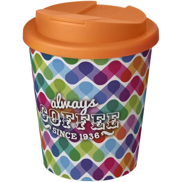 Brite-Americano® Espresso 250 ml tumbler with spill-proof lid - White/Orange