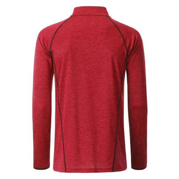 Men's Sports Shirt Longsleeve - red-melange/titan - XXL