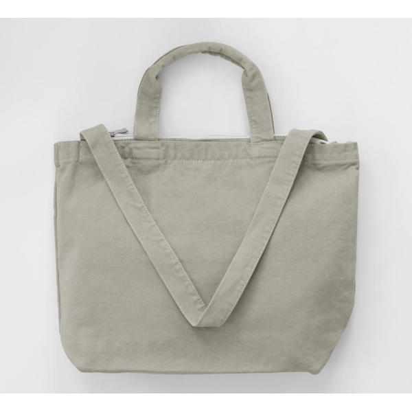 Zipped Canvas Shopper - Neutral Grey - One Size
