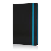 Luksus hardcover PU A5 notesbog med farvet kant, blå, sort