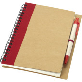 Priestly gerecycled notitieboek met pen - Naturel/Rood