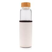 Borosilicaatglas fles met PU sleeve, wit, grijs