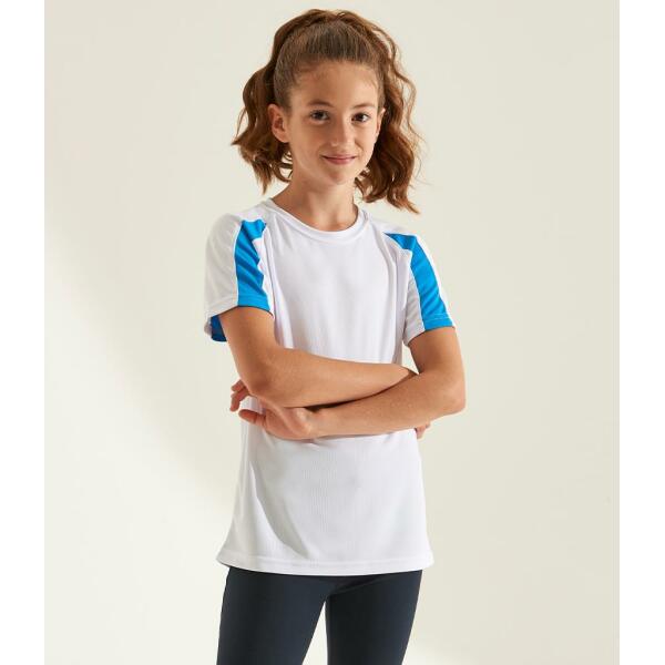 AWDis Kids Cool Contrast T-Shirt, Jet Black/Arctic White, 9-11, Just Cool