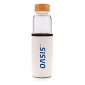 Borosilicaatglas fles met PU sleeve, wit